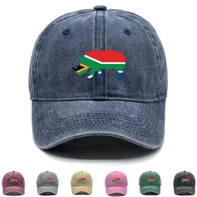 Rhino Flag of South Africa Print Adjustable Baseball Cap, Patriotic Mesh Hat Cotton Cozy Solid Color Summer Adjustable Sun Hat