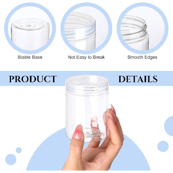 Aoriher 48 Pcs 8oz Plastic Mason Jars with Lids Round Clear Plastic Jars Containers Refillable Small Empty Storage Containers Food Canisters for