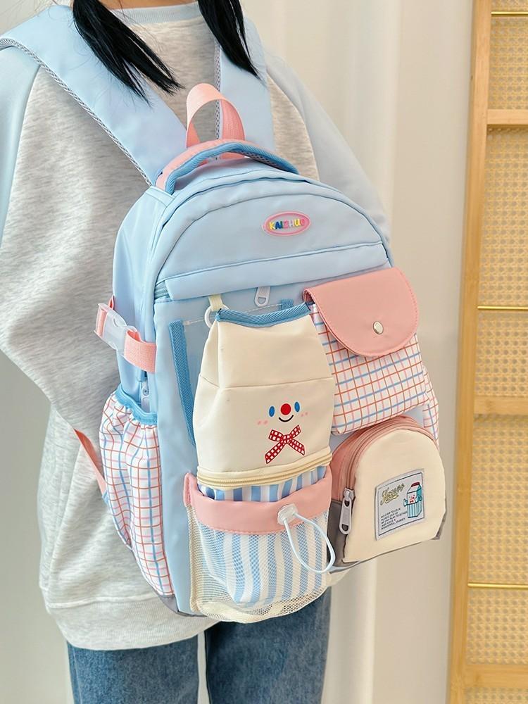 Fresh Style Nylon School Bag With Letter Pattern And Padded Shoulder Straps For Youth And Students