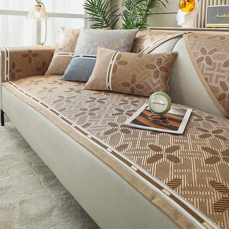 Poduszka na sofę Summer Ice Silk Rattan Mata siedzisko poduszka na lato antypoślizgowa cztery pory roku uniwersalny prosty pokrowiec na sofę