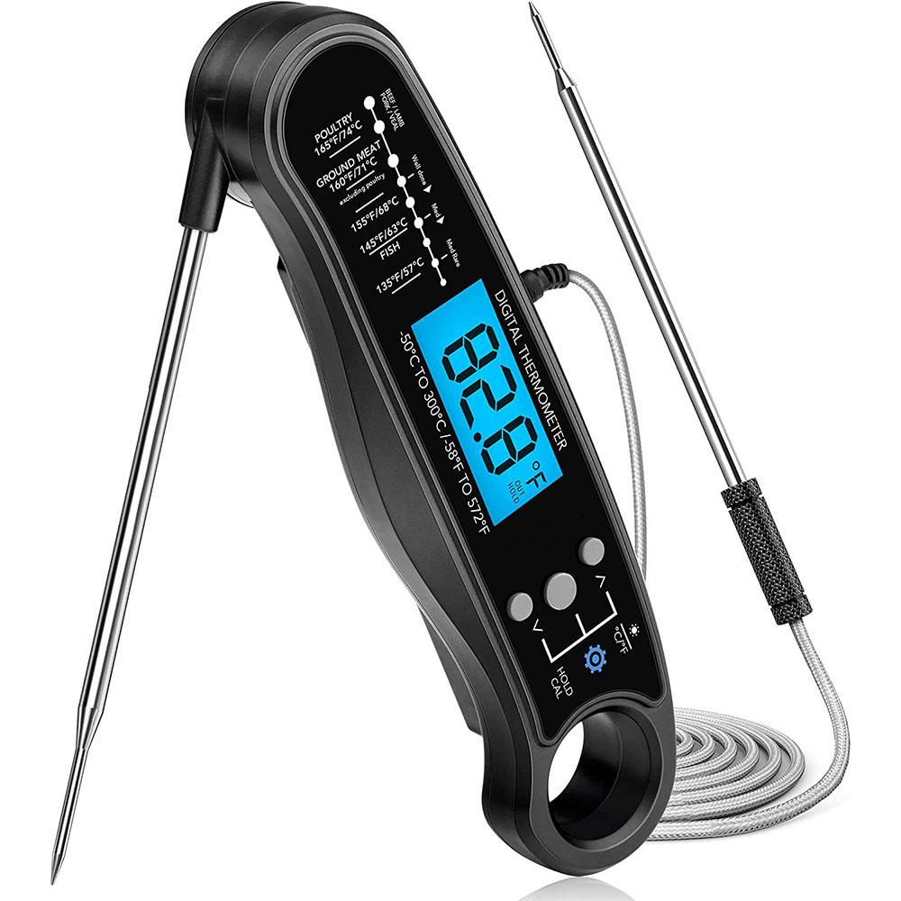 

Digital Kitchen Food Thermometer for Meat Thermometer with 2 Probes for BBQ Cooking Fast & Precise Thermometer Tools Backlight 100mm чорний
