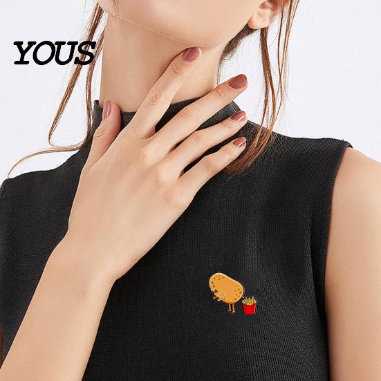 Oxidation-resistant Pin Brooch Pin, Potato French Fries Design Brooch, Thickened Zinc Alloy Badge, Enamel Paint Stable Buckle Pins for Backpacks