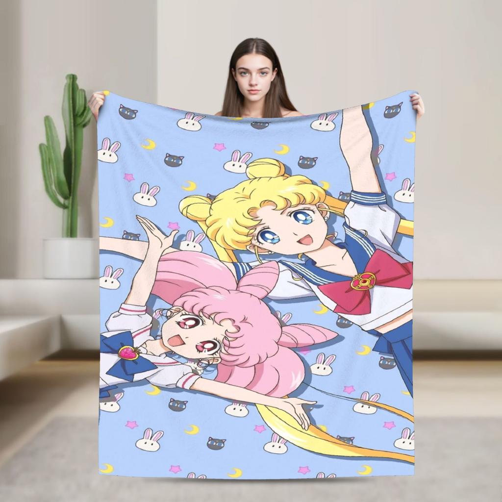 S-SAILOR Anime M-MOON Blankets Warm Soft Funny Plush Bedding Throws For Children Home Decor Flannel Bedspread Bed Cover