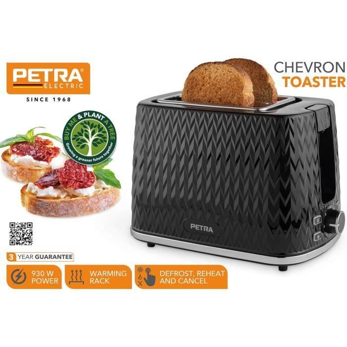 Pt3860Blkvdeeu10 Chevron Grille-Pain 2 Tranches, Thermostat 7 Niveaux Et Chauffe-Viennoiseries, Tiroir Amovible, Décongélatio[H448]