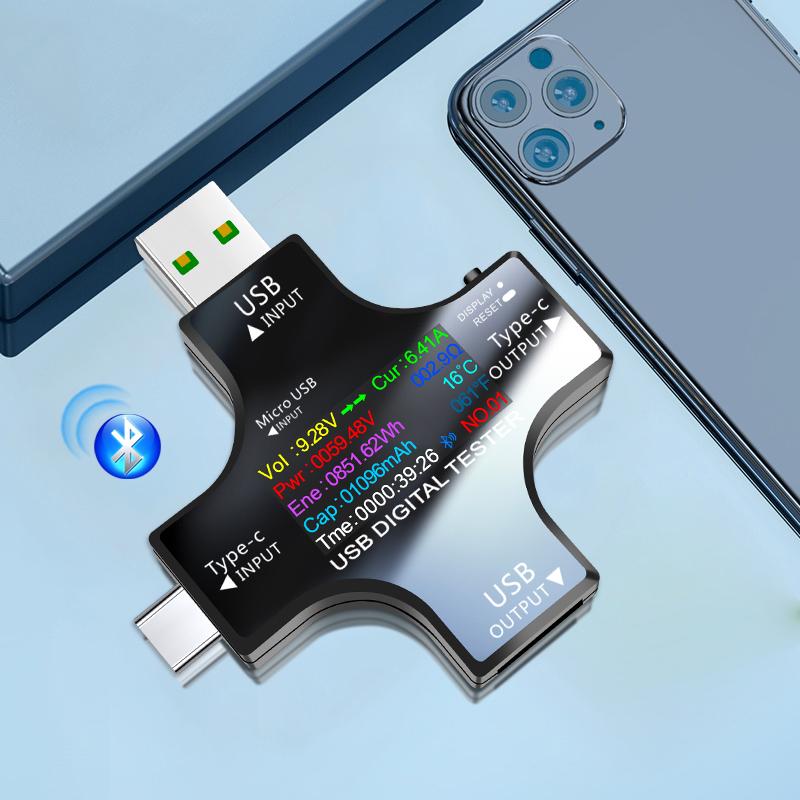 UC96 USB Spenningstester Strømmåler Monitor Multifunksjonell Hurtiglading Strømdeteksjon Analyzer Testverktøy med APP