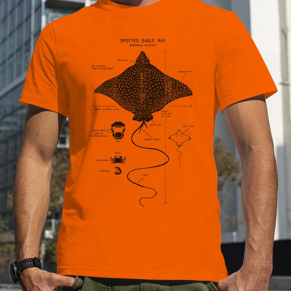Spotted Eagle Ray Anatomy T-Shirt Summer Men Street Hip Hop Punk Style Boy Loose Oversized unisex Casual Fashion Tees