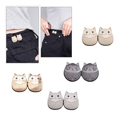 4 Pairs Lovely Cats Button Pins Jeans Waist Tightener Removable Trouser Button Pin Waist Buckle Jeans Button Pins
