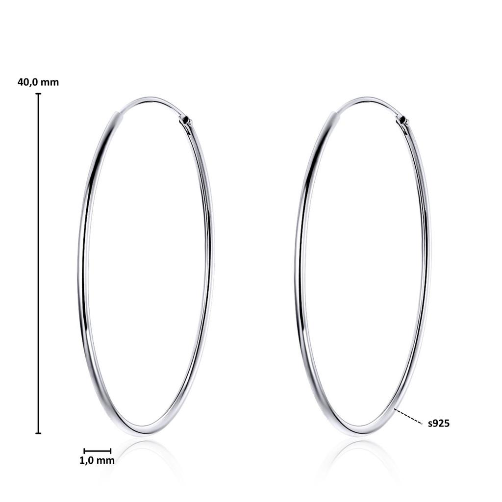 Silver Hoop Earrings 4 Cm, 925 Silver Clasps