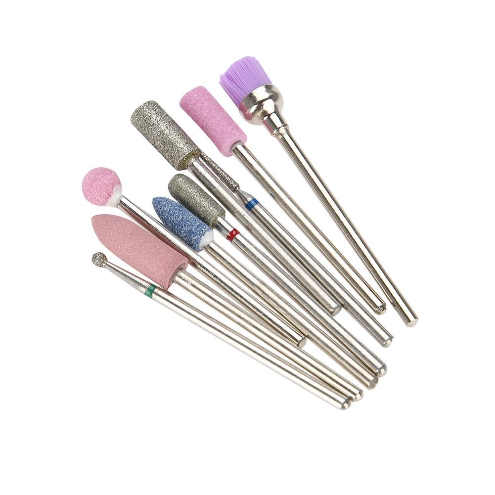 9Pcs Emery Nail Drill Bits Set Polishing Tools Grinding Head for Manicure Drills Machine