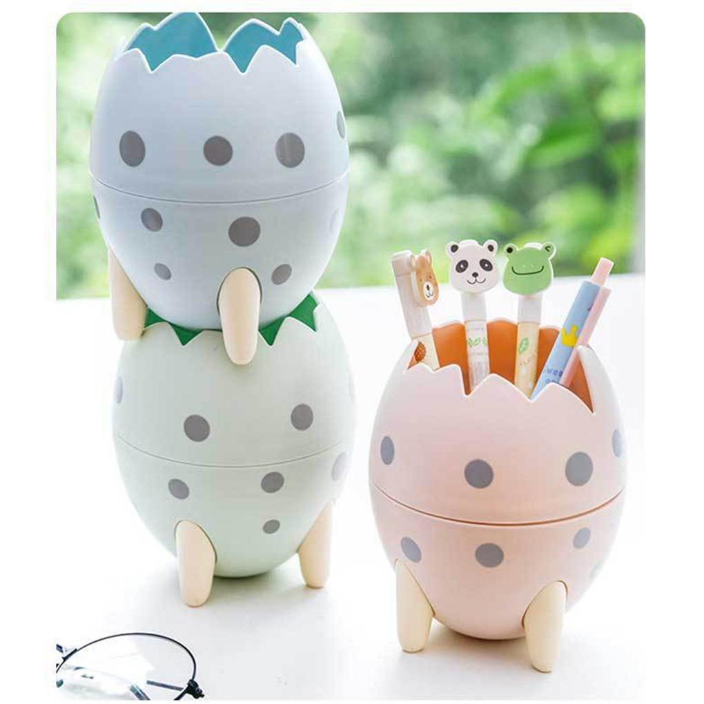 Kids Egg Shape Pen Holder Adorable Cartoon Replacement Dotted Solid Color Pencil Glue Container Organizer Birthday Gift