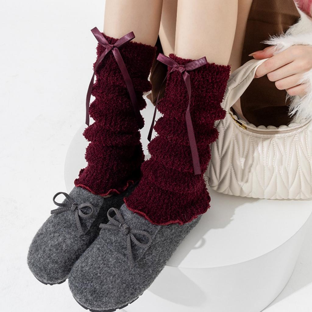 Lolita Socks High Elastic Knee High Leg Sleeves Plush Leg Warmers Skin-Friendly Long Calf Warmers For Daily Wear Fashion Dance