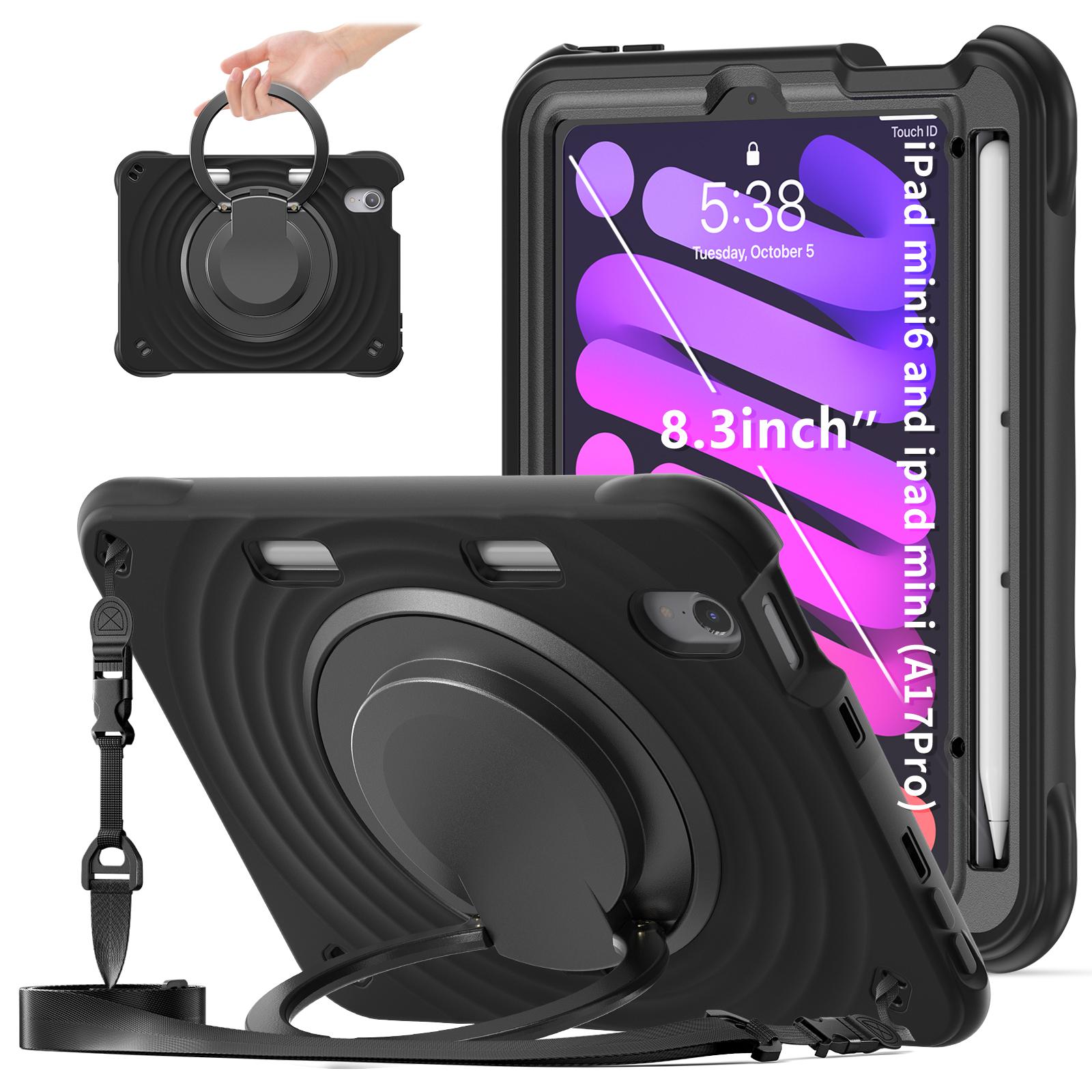 

Для iPad мини (2024)/(2021) Чехол с плечевым ремнем и подставкой PC Silicone TPU для планшета A