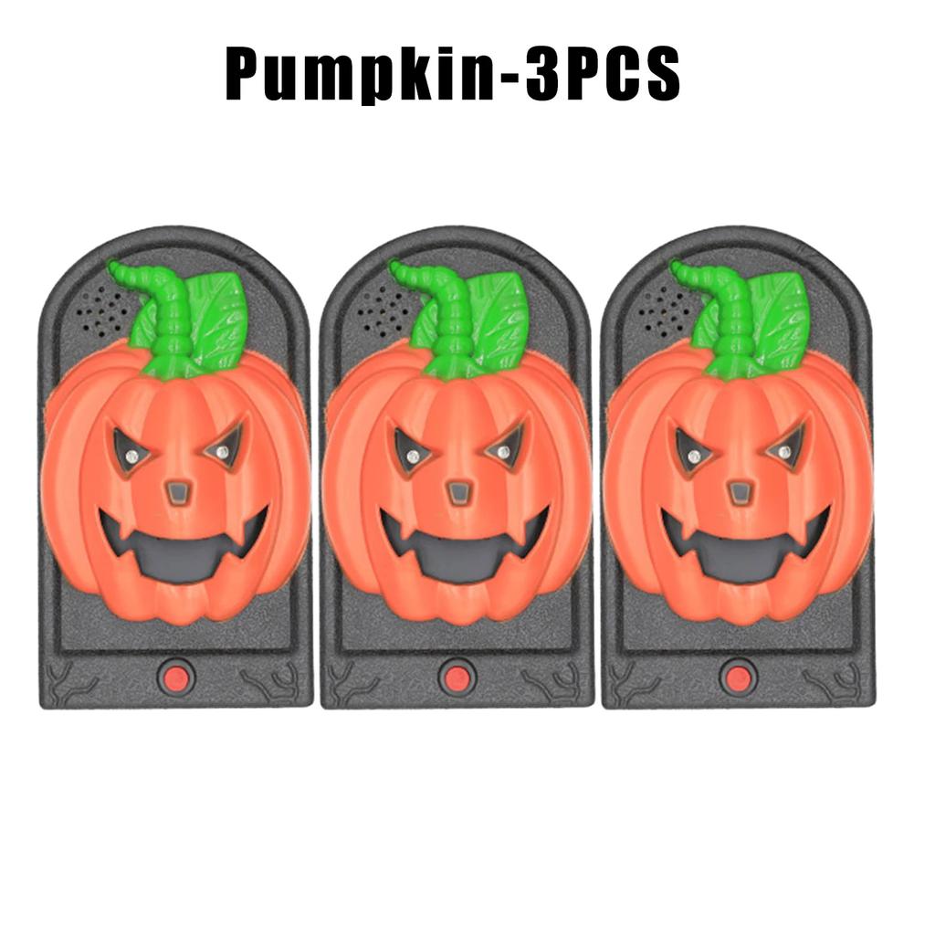 Halloween Pumpkin Light Skull Head Button Sound Haunted House Decoration Glowing Prank Doorbell Prop Scary Fun Party Supplies