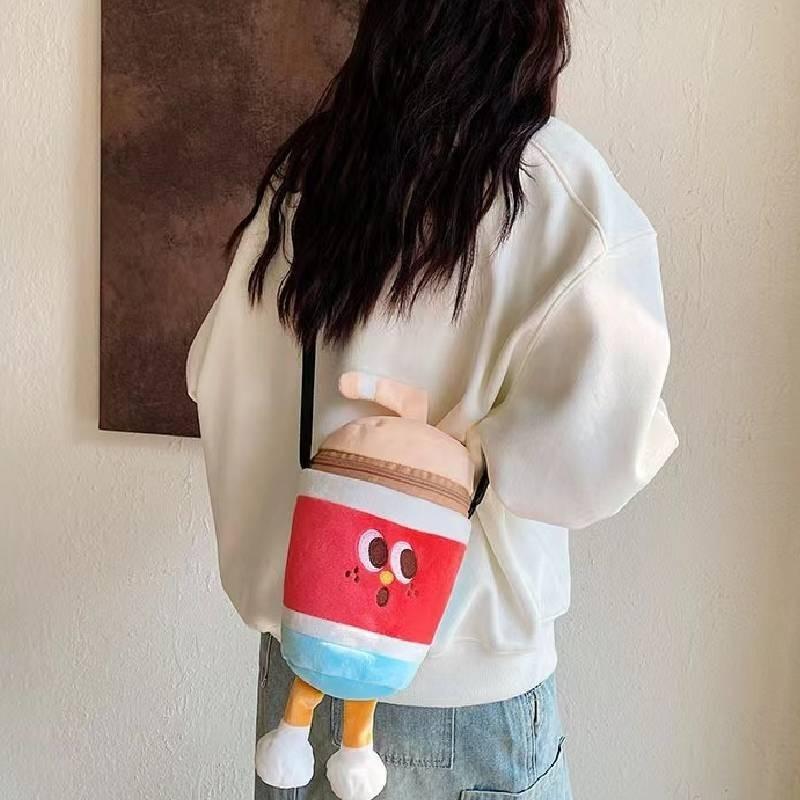 Adorable Plush Cartoon Burger Fries Soda Crossbody Bag Perfect For Girls