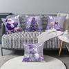 New Christmas Square Purple Decorative Pillowcase Santa Claus Snowman Single-sided Printed Pillowcase