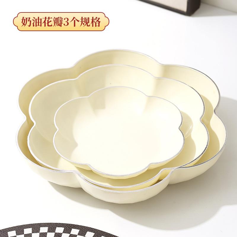Light Luxury Cream Fruit Plate Household Living Room Coffee Table Ornament Front Desk Candy Plate Multi-Layer Flower Fruit Plate For Snacks