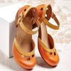 Spring Summer Casual Large Size Women's Shoes Color Block Thick Heel High Heel Sandals Round Toe Rubber Outsole