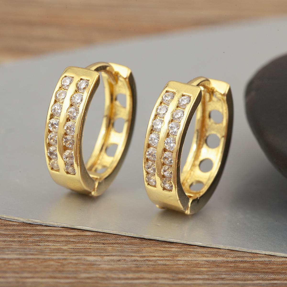 

Nidin High Quality Hip-Hop Style Hoop Earrings For Women Female Geometric Copper Cubic Zirconia Ear Jewelry Daily Party Gifts