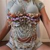 Fashion Layer Acrylic Stone Body Chain Bra Top Adjustable Closure Designs for Women's Beachwear and Dance Event