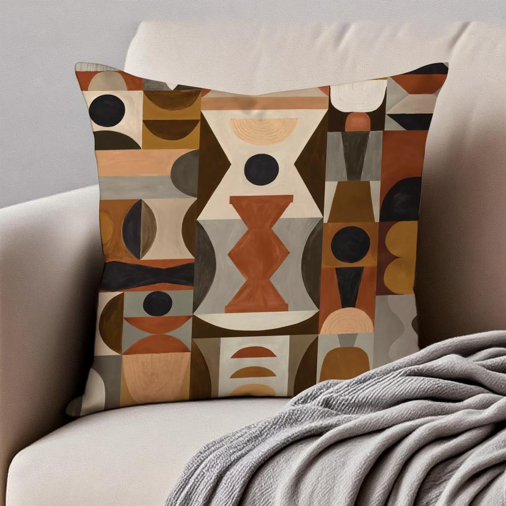 Reduced geometry Cushion Cover Pillowcase Antidustmite Invisible Zipper Short Plush Sofa Cushion