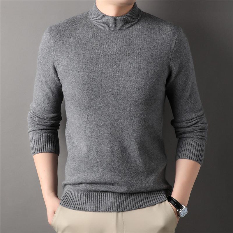 2025 Men s Pure Wool High Neck Sweater - Warm, Skin-Friendly, Solid Color Knitwear for Autumn/Winter 2XL