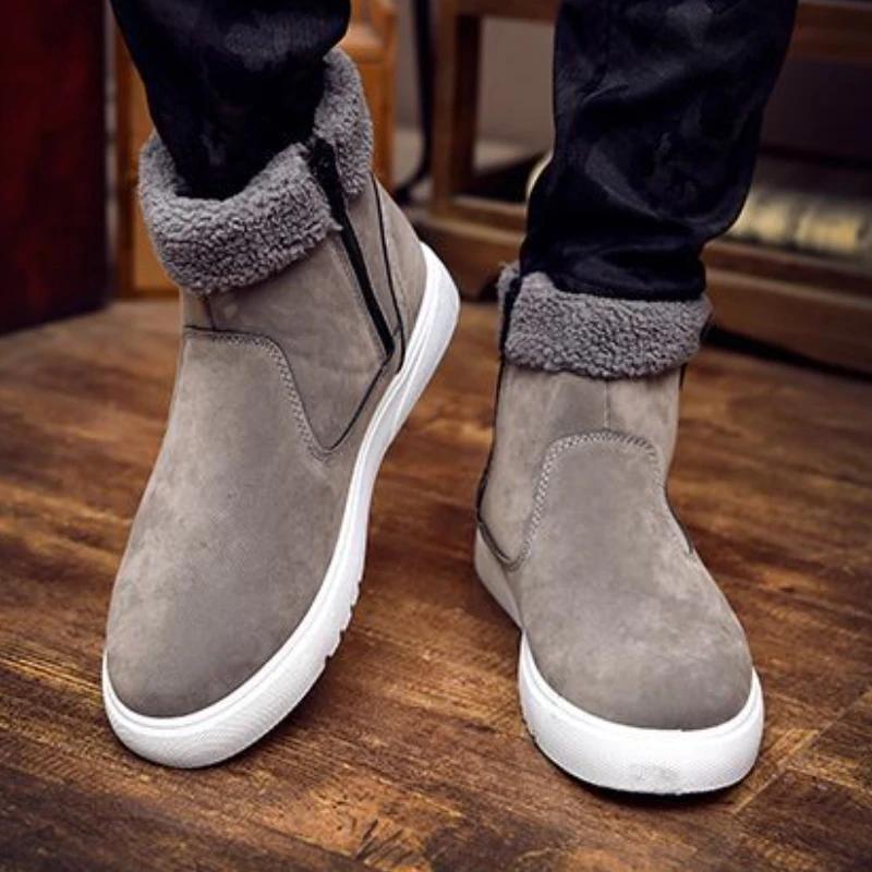 Fashion Men's Snow Boots Plush Warm Casual Shoes for Men High Quality Suede Ankle Boots Fashion High-top Sneakers Comfortable Men Boots