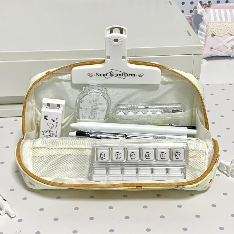 20Cm Rilakkuma Printed Pattern Folding Zipper Handheld Pen Case Portable Stationery Makeup Brush Storage Friends Holidays Gifts