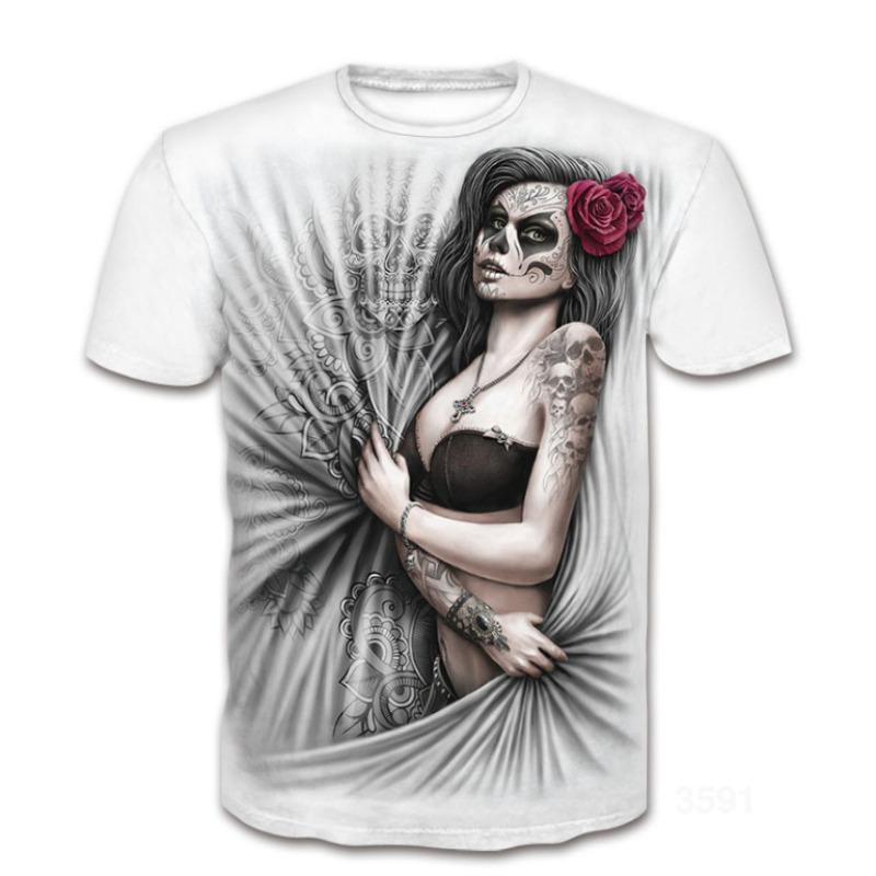 Sommer Totenkopf 3D Gedruckt Punk Dark Series Locker Kurzärmlig Herren T-Shirt