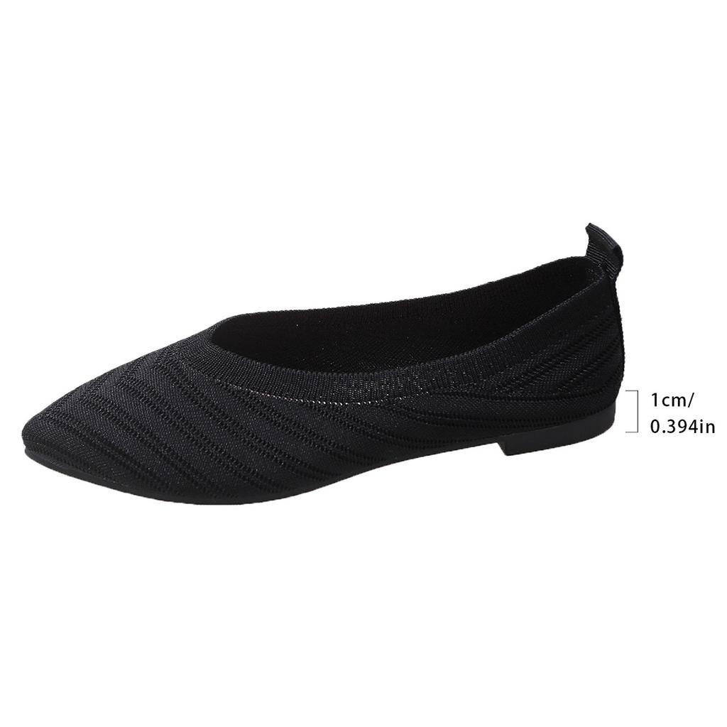 Knit Detail Point Toe Ballet Flats Breathable and comfortable summer casual women's flat shoes