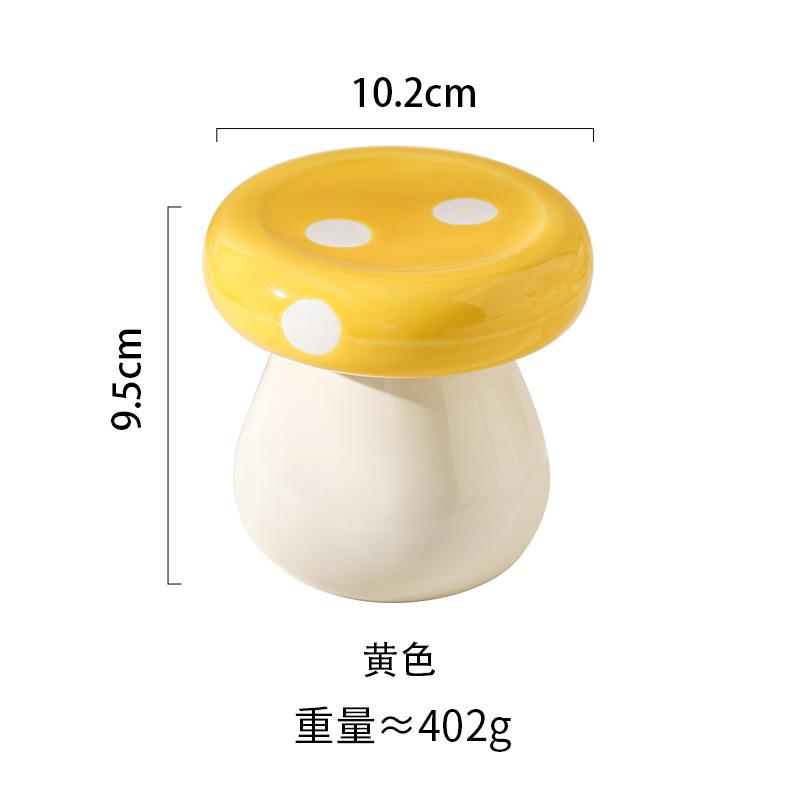 

1pc Cute Mushroom Ceramic Dental Swab Tube Cotton Swab Jar Home Living Room Dental Floss Box, Desktop Storage Bottle