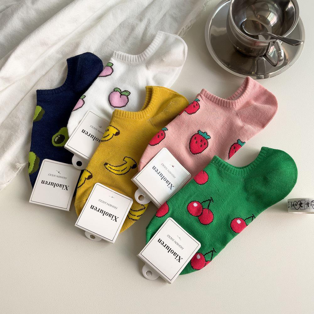 

Cream Cartoon Short Socks - Women s Invisible Korean Cute Boat Style for Spring/Summer One Size, Pack of 5