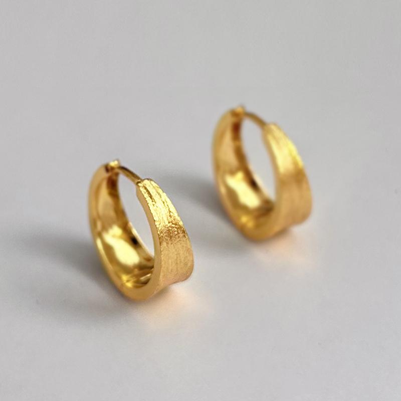 PONYKISS  Sterling Silver 18K Gold Wire Drawing Water Drop Hoop Earring for Women Minimalist Fine  Vintage Accessories