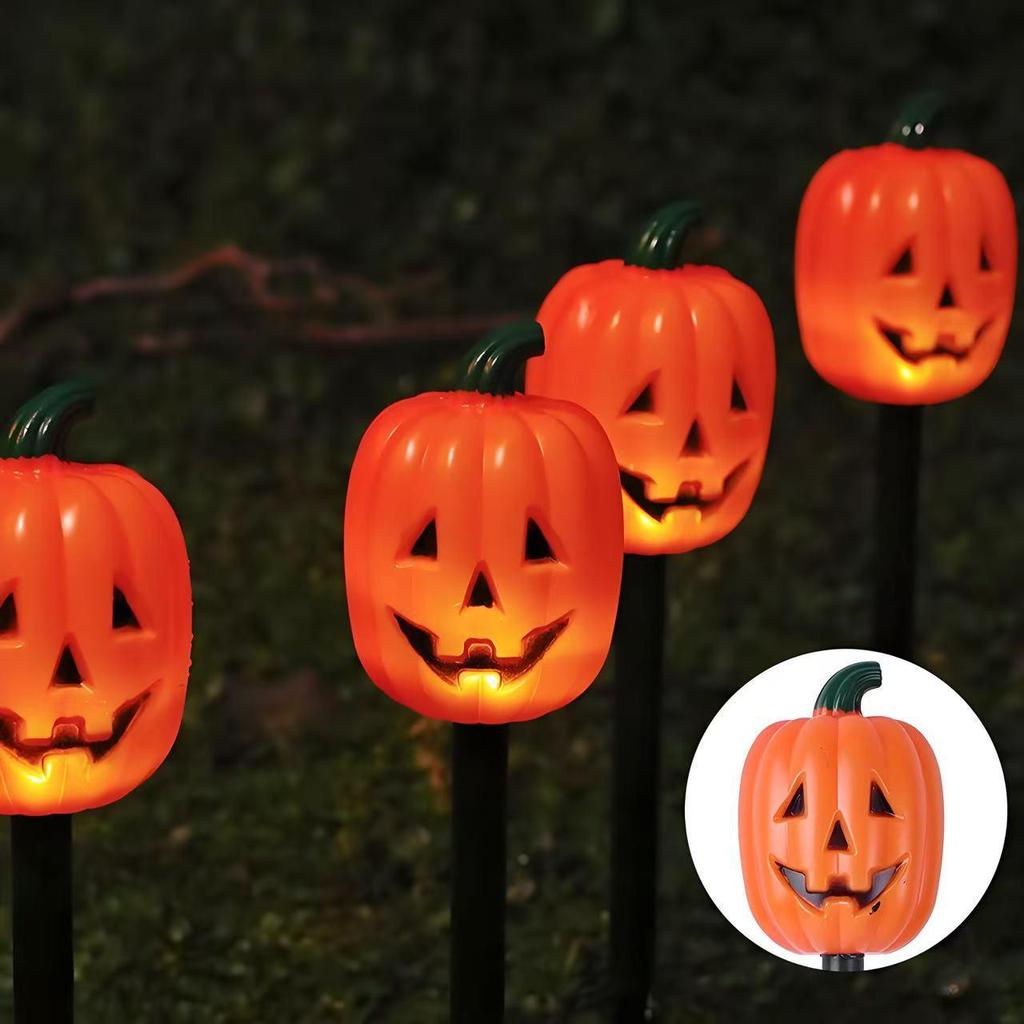 Solar-Powered Halloween Pumpkin Skeleton Ground Lights - Waterproof Outdoor Garden Decor