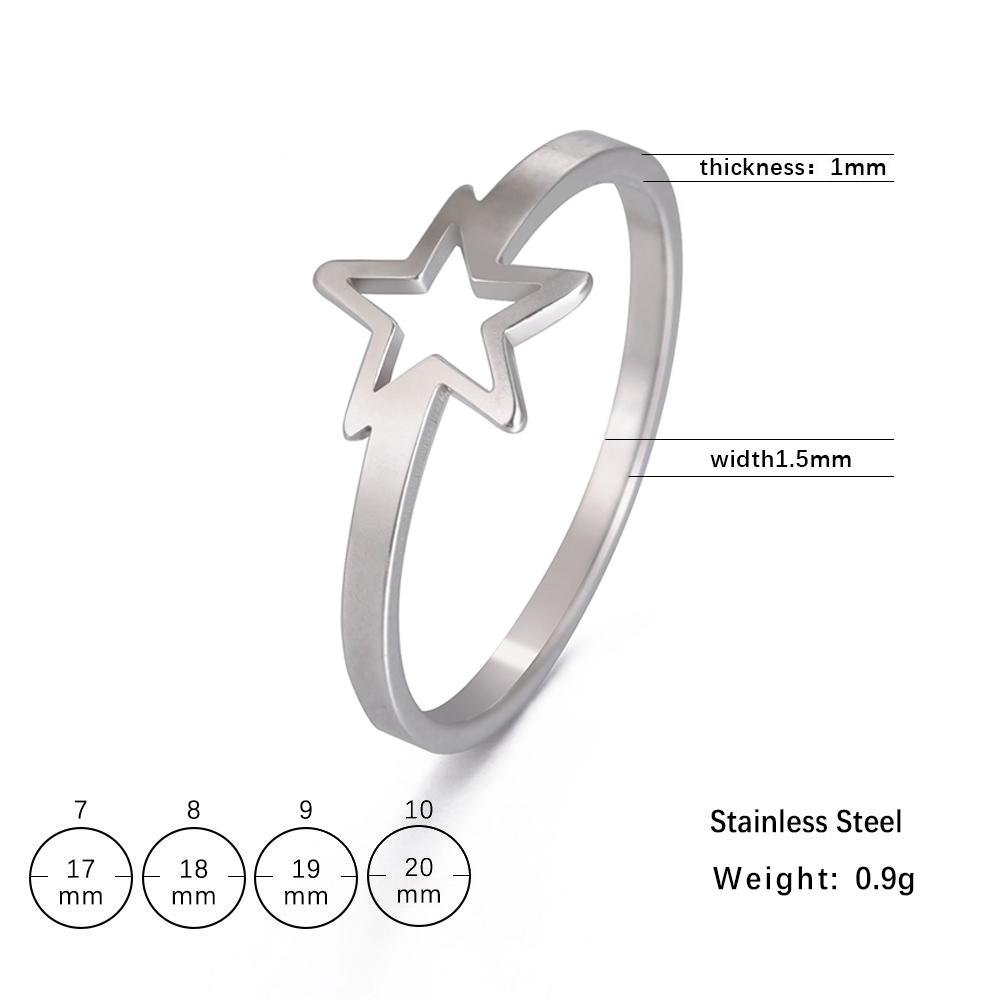 Simple Five pointed Star Women s Ring Stainless Steel Simple Elegant Ring Accessories Couple Jewelry Gifts 8