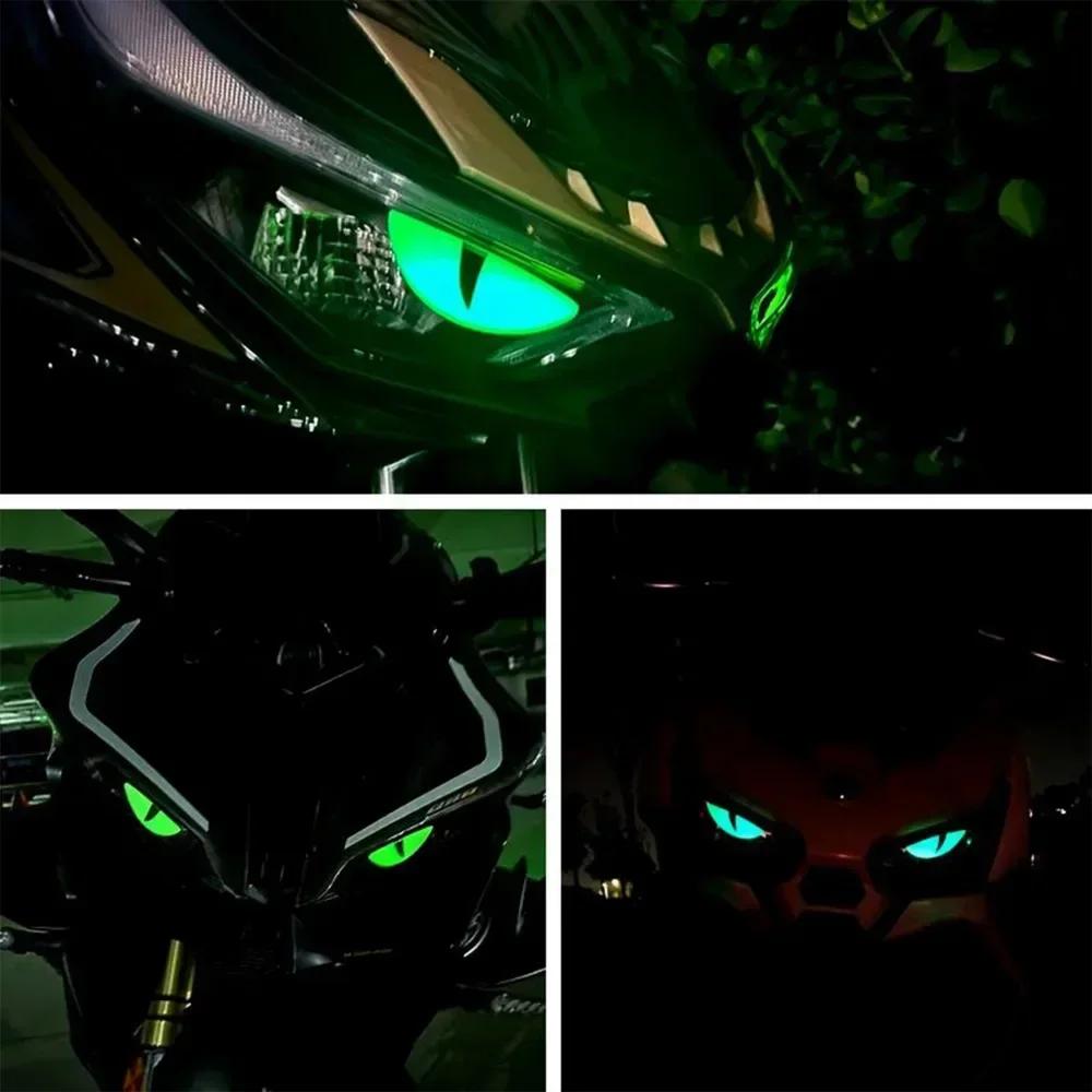 Luminous Cat Eye Car Sticker 3D Demon Eyes Car Motorcycle Electric Vehicle Night Light Warning Decoration Decal for Suzuki