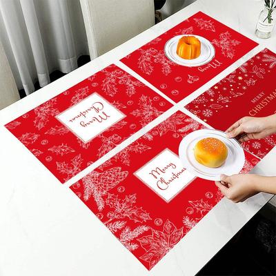 Conjunto de Jogos Americanos de Mesa Resistentes ao Calor com Estampa Natalina Festiva
