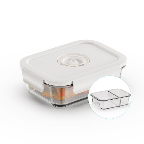 Vacuum Storage Container, Glass Storage Container, Canister, Airtight, Glass Material, Bento Box, Home Use, Keeps Food Fresh, Sous Vide Cooking, 625ML