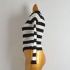Spring & Fall New Arrival Vintage Stripe Turtleneck Double Zipper Knitting Cardigan Women's Clothes Silm Slimming and Short Sweater Top