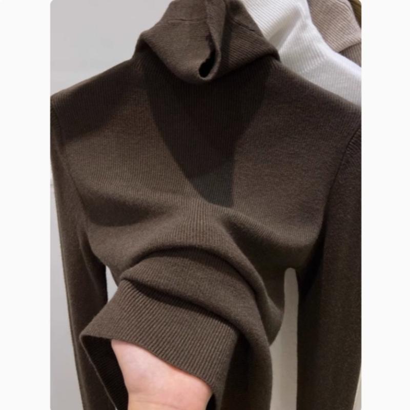 Höst Nya Polotröjor Dam Mode Långärmad Vintertröja Dam Elegant Slim Fit Bas Stickade Tröjor Toppar Kontorsdamer Tröjor 25731