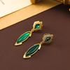 Qingdao Jewelry Elegant Emerald Green Teardrop Tassel Earrings - New Chinese Ethnic Style for Women