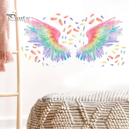 Wall Sticker Vibrant Color Angel Wings Wall Art Decal Creative Removable Sticker for Home Decoration