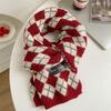 Christmas Cute Plaid Scarf Women's Winter New Versatile Diamond Imitation Cashmere Shawl Thickened Couple Scarf