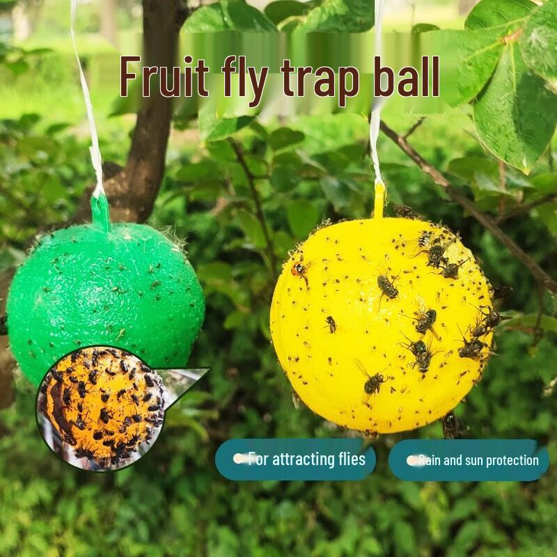 Green Sticky Ball Traps for Fruit Flies and Flying Insects (2-Pack)