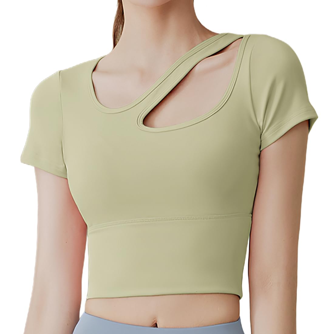 

SLINX Yoga Short Sleeve with Solid Sportswear for and YDX02 Women s Wear, T-Shirt Cups, Cute, Open-Leg, Color, Lightweight, Quick-Drying, Stretch, зелёный