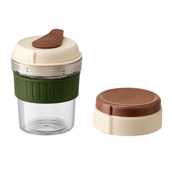 2-in-1 Ice Coffee Tumbler with Built-In Ice Cube Tray Portable Leak-Proof Cold Cup for Summer BPA-Free PP Easy-Release Ice Mold