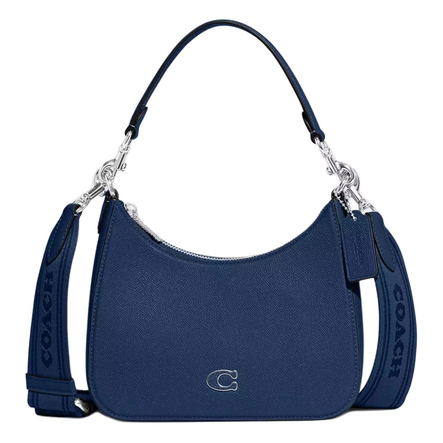 

Coach Hobo 23 Logo Letter Tag Hardware Zipper Crossgrain Leather Handheld Shoulder Crossbody Bag Medium Unisex bags Dark-Blue CJ842-DEB Basic Set (Bag+Dust Bag)