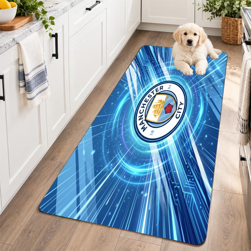 Flannel Kitchen Mat Manchester City Soft Area Rug Non Slip Floor Carpet Home Decoration