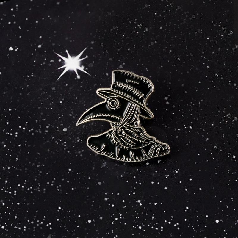 Plague Doctor Emaille-Anstecker Doctor Schnabel Crow Broschen Dark Punk Badges Reversnadeln Hemd Tasche Hut Steampunk Schmuck Geschenk