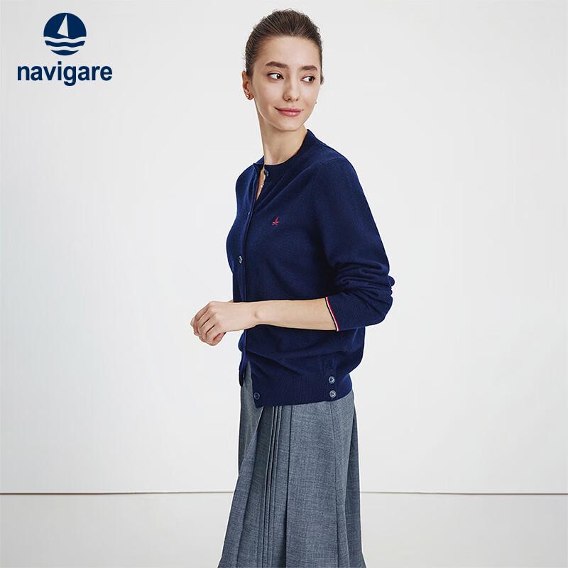 Navycare Women's Round Neck 100% Wool Cardigan