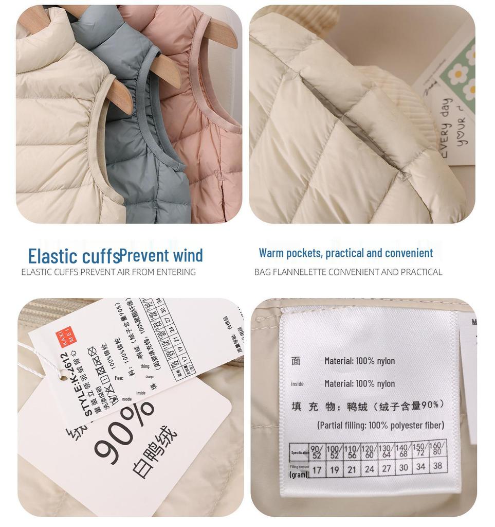 2026 Ultra-light Kids' Down Vest - 90% White Duck Down for Boys & Girls